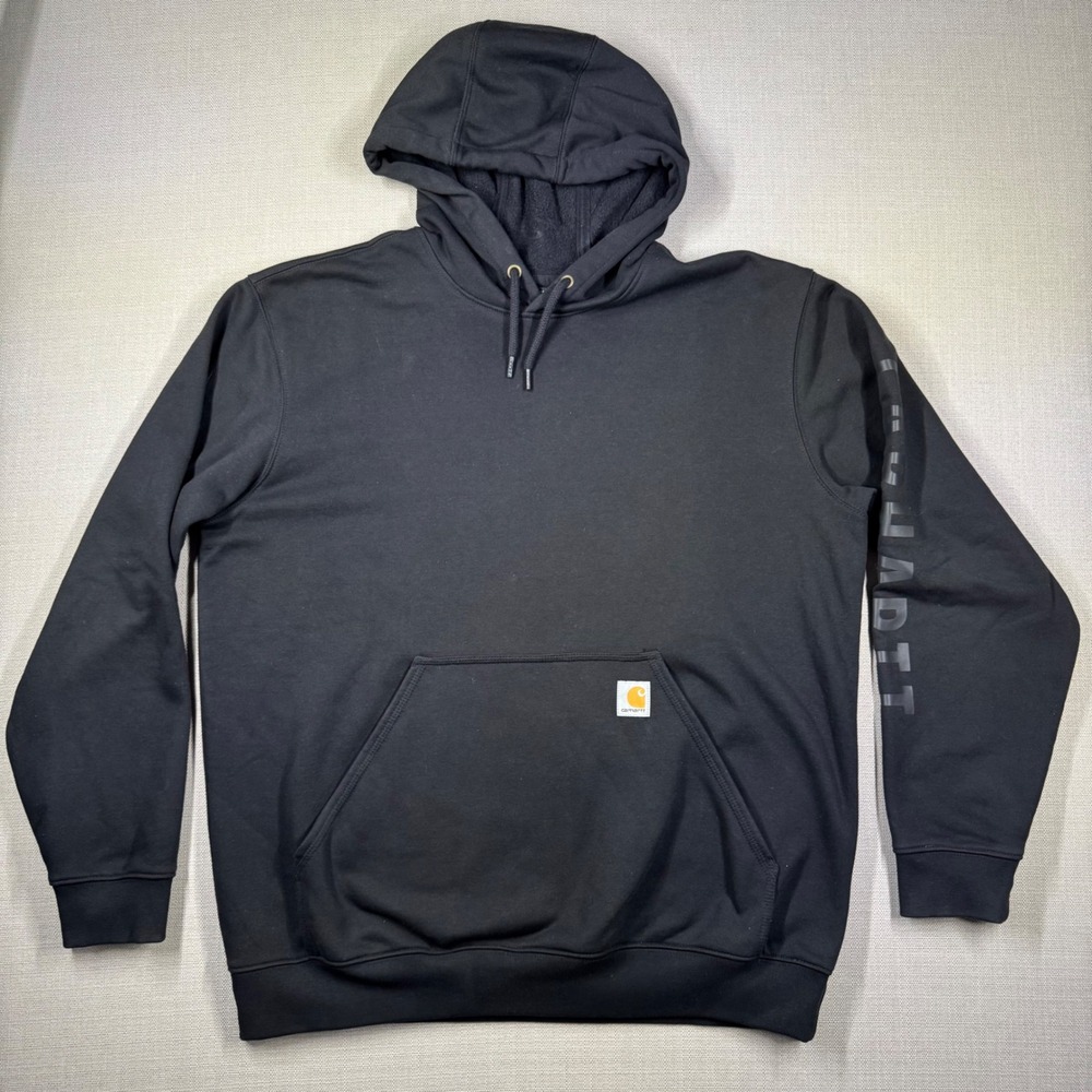 Carhartt Mens Rain Defender Loose Fit Black Graphic Hoodie Sweatshirt Size Large